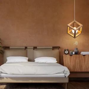 Nordisk träpendellampa i loftstil med E27-sockel