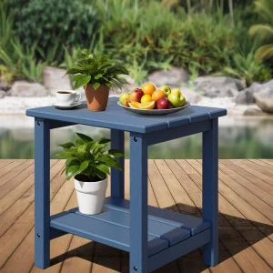 Vädertåligt sidobord för uteplats med 2 hyllplan i HDPE 45x39 cm