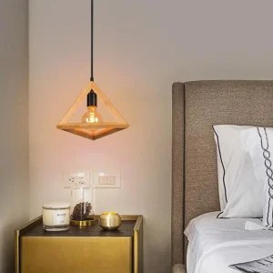 Nordisk träpendellampa i loftstil med E27-sockel