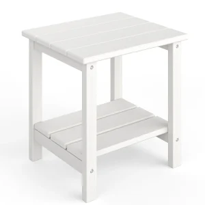 Vädertåligt sidobord för uteplats med 2 hyllplan i HDPE 45x39 cm