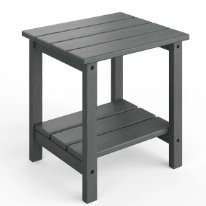 Vädertåligt sidobord för uteplats med 2 hyllplan i HDPE 45x39 cm
