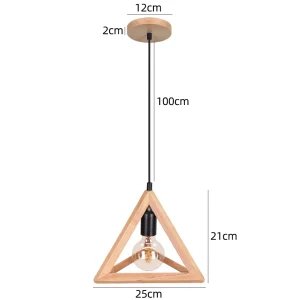 Nordisk träpendellampa i loftstil med E27-sockel