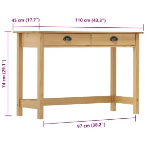 Alternative view of Konsolbord i massiv furu med 2 lådor 110x45x74 cm