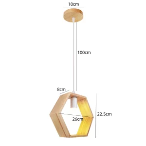 Nordisk träpendellampa i loftstil med E27-sockel