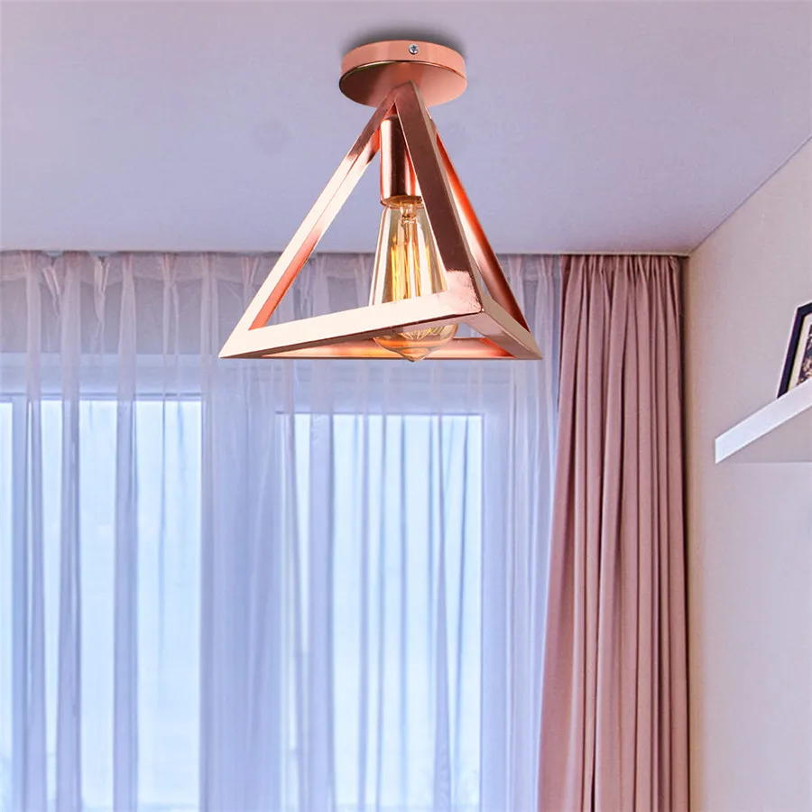 Vintage taklampa i järn med E27 och roséguldfinish för hall och entré 5 Vintage taklampa i järn med E27 och roséguldfinish för hall och entré - Bild 5