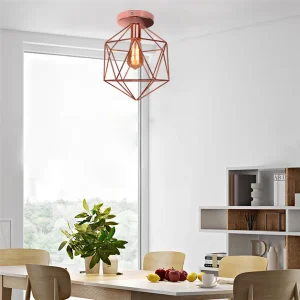 Vintage taklampa i järn med E27 och roséguldfinish för hall och entré 21 Vintage taklampa i järn med E27 och roséguldfinish för hall och entré