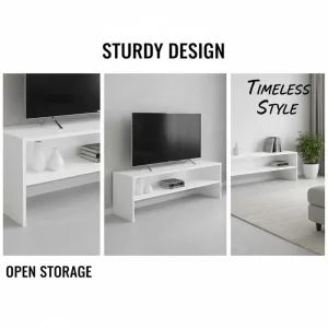 Alternative view of Tv-bänk i vitt och Sonoma ek, 120x40x40 cm, modern stil