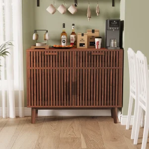 Modernt förvaringsskåp 100x35x80 cm med 2 lådor och anti-tip