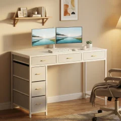 Skrivbord med förvaring, 6 lådor, 120×50 cm för hemmakontor
