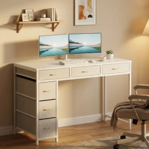 Skrivbord med förvaring, 6 lådor, 120×50 cm för hemmakontor