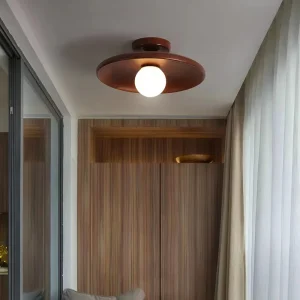 Modern trä taklampa i logg- eller valnötsfärg med G9-fäste