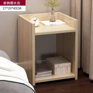 Modern minimalistisk sängbord i trä med 4 lådor och montering