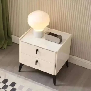 Alternative view of Minimalistiskt nattduksbord i trä med 2 lådor, modern och nordisk stil