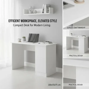Vitt skrivbord 100x55x75 cm med 2 förvaringsfack