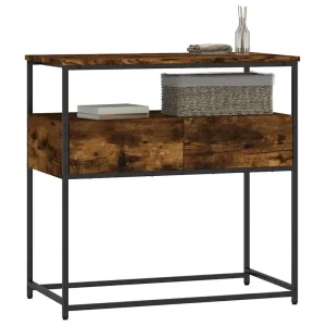 Smal konsolbord i rökt ek 75x40x75 cm med metallram