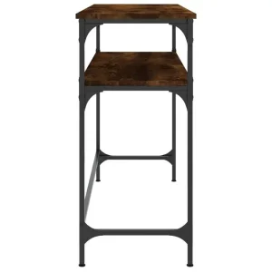 Minimalistiskt konsolbord med träskiva, metallram och platsbesparande design