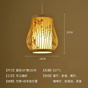Bambu taklampa i kinesisk stil, handflätad pendellampa E27 16 Bambu taklampa i kinesisk stil, handflätad pendellampa E27