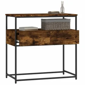 Smal konsolbord i rökt ek 75x40x75 cm med metallram