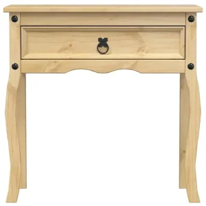 Konsolbord i massiv furu 73x35x73 cm med låda – rustik hallmöbel