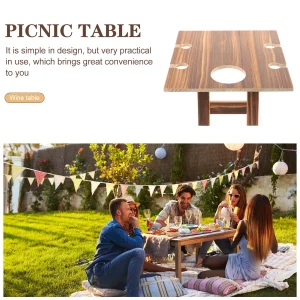 Hopfällbart vintbord i trä för picknick, strand och trädgård