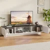 Modernt TV-bänk i trä med LED-belysning, 2 dörrar och 2 hyllor