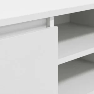 Vit TV-bänk i konstruerat trä 140x40x35,5 cm med 2 dörrar