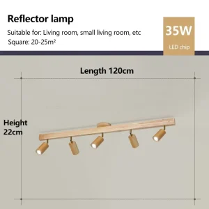 Nordisk taklampa i trä med vridbara spotlights för vardagsrum 31 Nordisk taklampa i trä med vridbara spotlights för vardagsrum