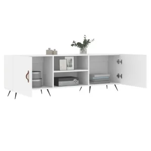 Vitt TV-bänk 150x30x50 cm i konstruerat trä för vardagsrum