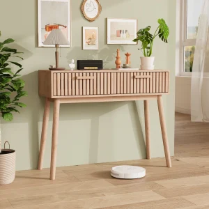 Alternative view of Modern konsolbord i trä med två lådor och tippskydd