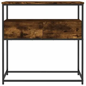 Smal konsolbord i rökt ek 75x40x75 cm med metallram