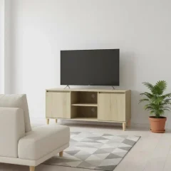 TV-bänk i Sonoma ek med solida träben, 103,5 x 35 x 50 cm