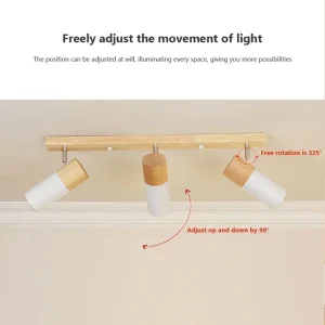 Nordisk taklampa i trä med vridbara spotlights för vardagsrum 22 Nordisk taklampa i trä med vridbara spotlights för vardagsrum