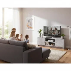 TV-bänk i betonggrå, 102x30x37,5 cm, Sonoma ek, modern stil