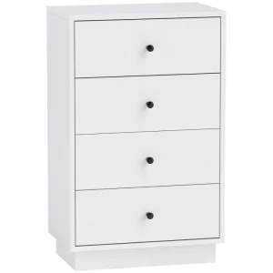 Modernt sideboard med 4 lådor, vit förvaring till vardagsrum och hall