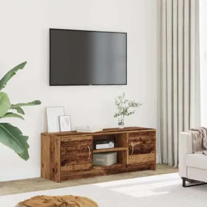 Tv-bänk i gammalt trä, 102 x 30 x 37,5 cm, modern förvaring