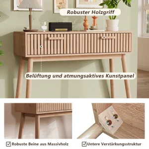 Modernt konsolbord i trä med två lådor och förvaring