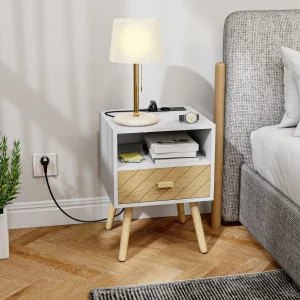 Alternative view of Sängbord med laddstation, 2 eluttag, USB-C och låda