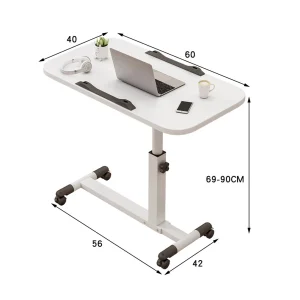 Justerbart laptopbord över sängen med tiltbord, hjul och höjdinställning