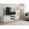 Vit TV-bänk i konstruerat trä 140x40x35,5 cm med 2 dörrar