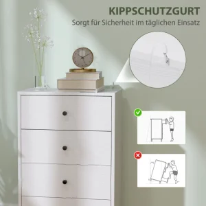 Modernt sideboard med 4 lådor, vit förvaring till vardagsrum och hall