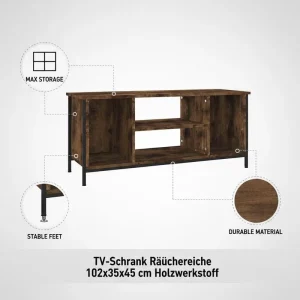 TV-bänk i rökt ek 102 x 35 x 45 cm i konstruerat trä