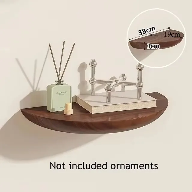 Halvcirkelformad vägghylla i trä – rustik flytande hylla för förvaring 7 Halvcirkelformad vägghylla i trä – rustik flytande hylla för förvaring - Bild 7