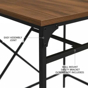 Brunt skrivbord i eklook 100x50x75 cm, engineered wood och järn