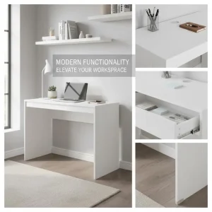 Modernt vitt skrivbord 90x40x72 cm i träbaserat material