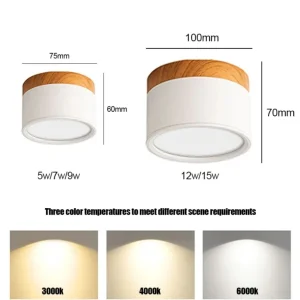 LED takspotlight 5W–15W, nordisk ytmonterad taklampa med dimmer 17 LED takspotlight 5W–15W, nordisk ytmonterad taklampa med dimmer