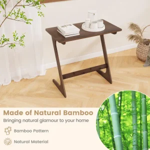 Bambu Z-format soffsidobord med rymlig och platsbesparande bordsskiva