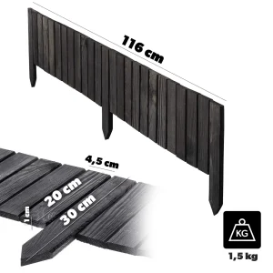 Trädgårdsstaket i trä, grå palissad 20x116 cm för rabatter
