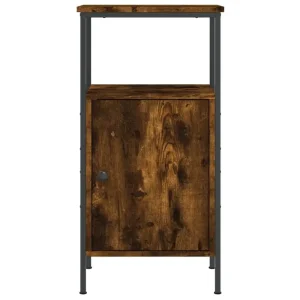 Industristil nattduksbord i rökt ek – 41 × 31 × 80 cm