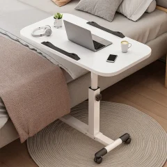 Justerbart laptopbord över sängen med tiltbord, hjul och höjdinställning