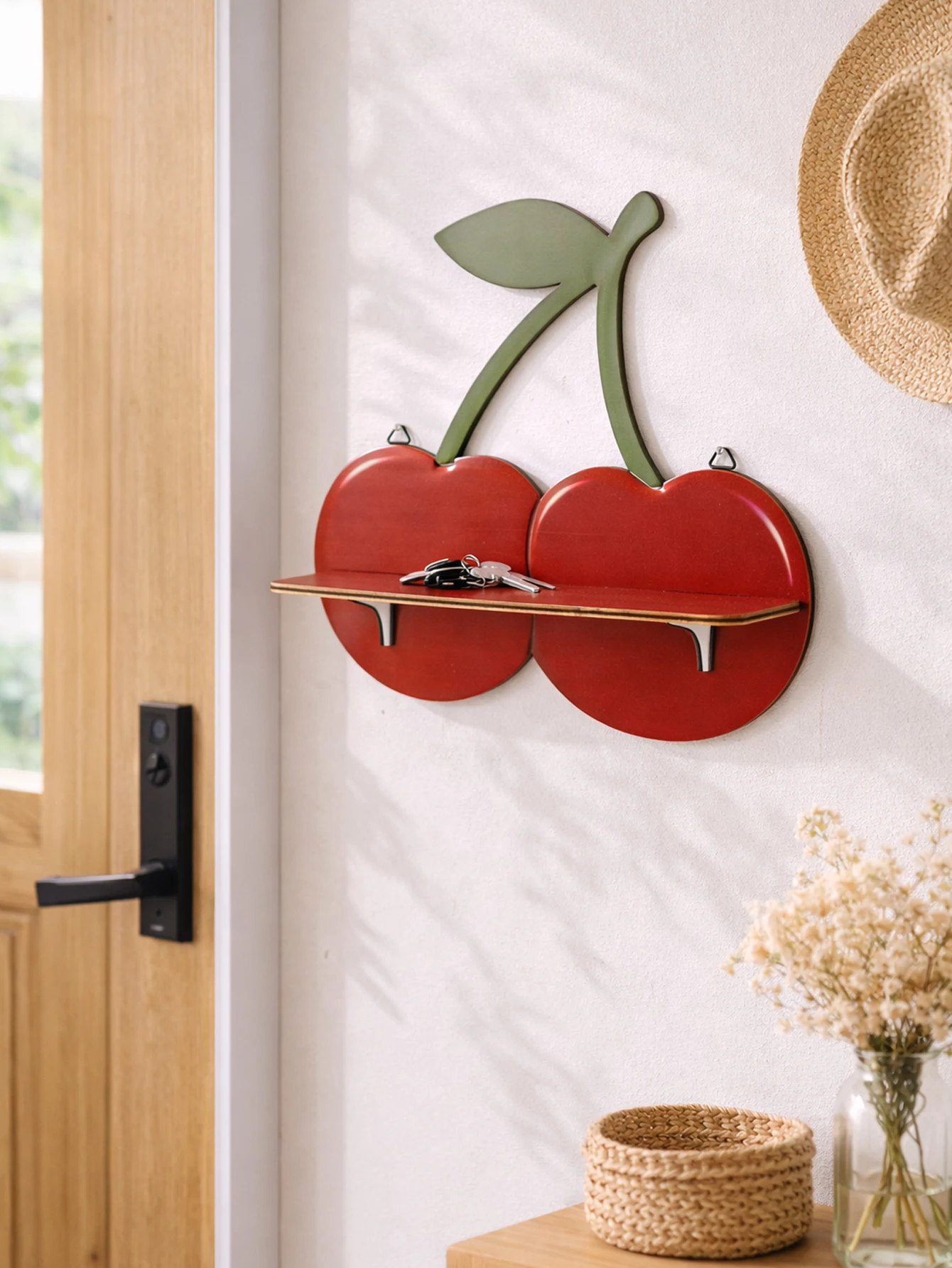 Cherry-formad vägghylla i trä – kreativ bohoförvaring för hemmet 3 Cherry-formad vägghylla i trä – kreativ bohoförvaring för hemmet - Bild 3